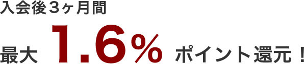 最初の3カ月間は最大1.6％還元